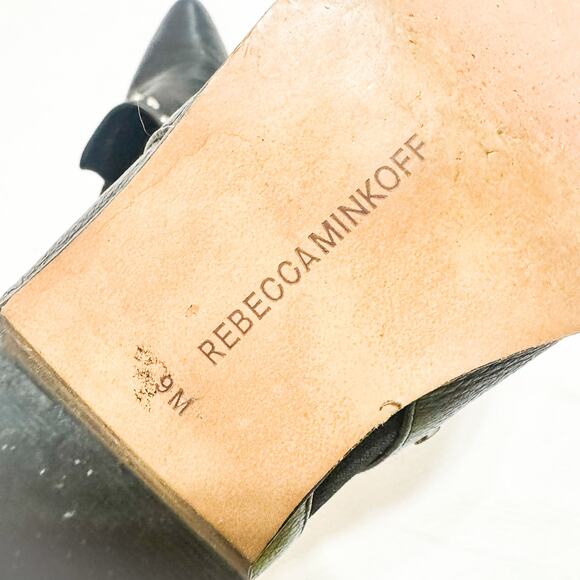 Rebecca Minkoff Annette Black Leather Studded Pointy Toe Ankle Booties Size 9 - Picture 3 of 6